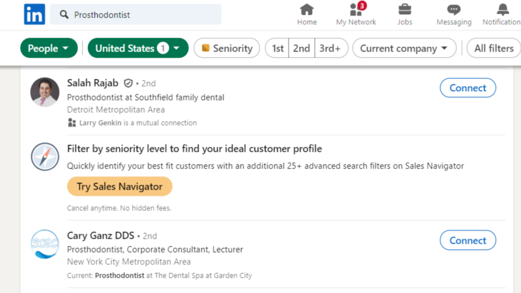 Use LinkedIn for Outreach to Prosthodontists