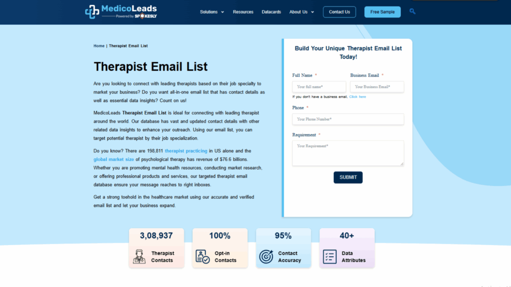 MedicoLeads Therapist Email list
