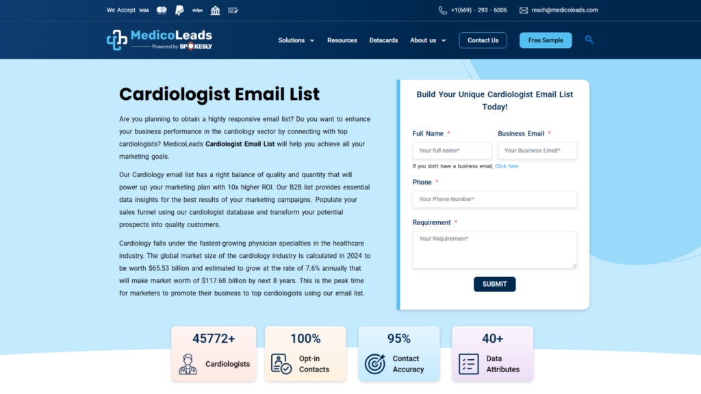 MedicoLeads Cardiologist Email List