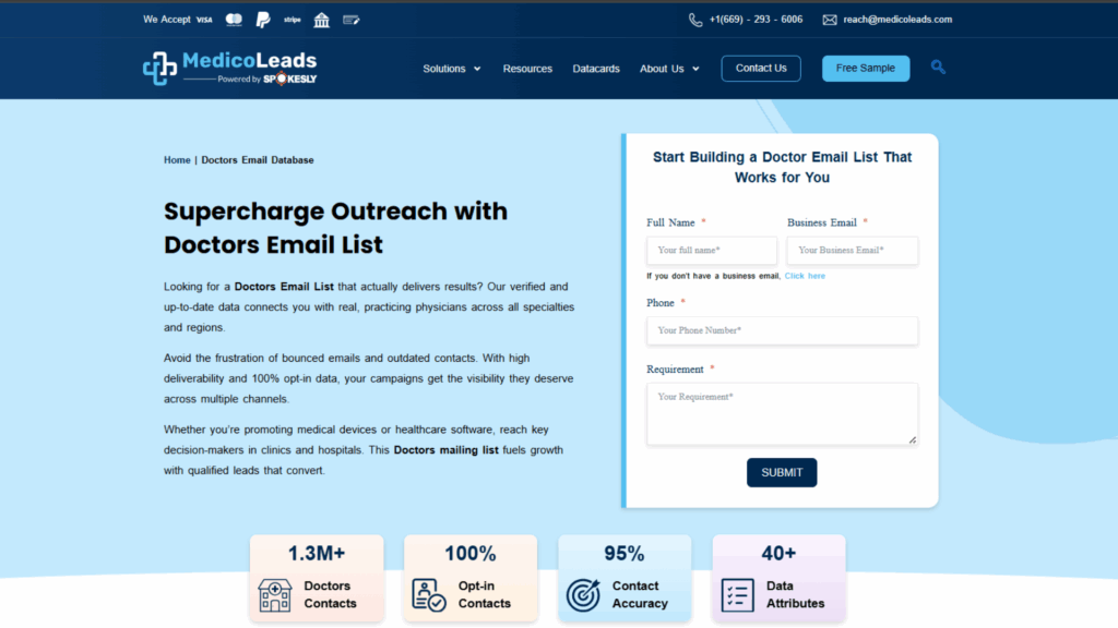 MedicoLeads – Best Overall for Verified & Specialized Doctors Email Lists